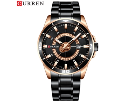 Relojes para Hombres Reloj de Cuarzo de Moda Impermeable con Correa de Acero Inoxidable Reloj de Negocios para Hombres-Concha Rosa Negra LUUCOZK