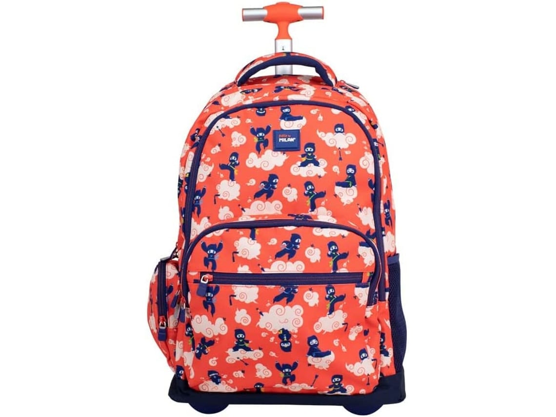Mochila Escolar con Ruedas Milan Ninjutsu Rojo (52 x 34,5 x 23 cm