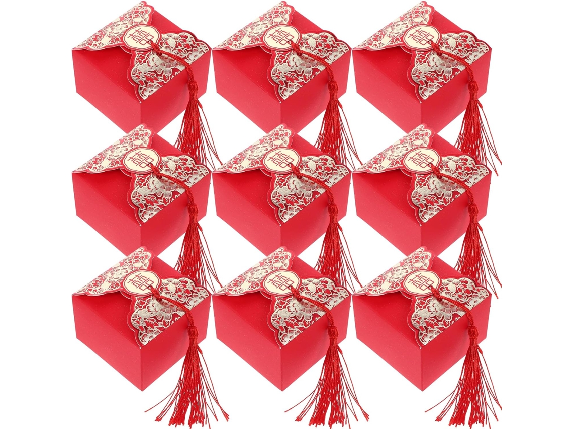 20 Cajas De Papel Rojo Para Dulces Boda,