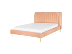 Cama con somier BELIANI Marville de Terciopelo Rosa 182x225x124