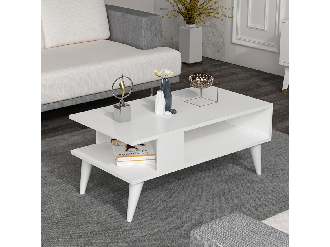 Mesa de Centro [EN.CASA] Lycksele Aglomerado (40 x 90 x 45 cm - Blanco)