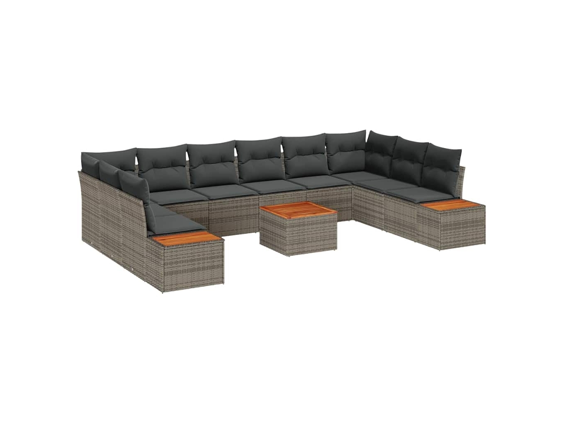 Maison Exclusive - Conjunto De Sofás De Jardín 10 Pcs Gris Ratán Sintético