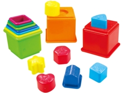 Juego Didácticos PLAYGO Set cubos apilables y figuras geométricas - 16 piezas (10,5x10,5x9 cm - 12 meses)