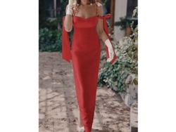 2026-vestido De Fiesta Para Mujer Satinado Sheath Sin Mangas Hombro Descubierto Verano Primavera Color Sólido Moderno Largo
