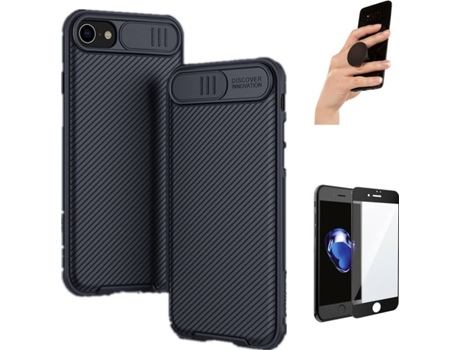 Carcasa + Protector + Popsocket iPhone 8 Nillkin Camshield Negro