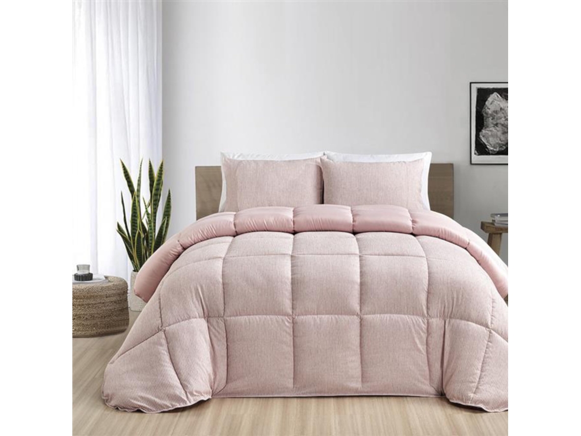 Edredón Nórdico Reversible Bicolor Relleno de Fibra 300g/m² Cama 135/150  Rosa TIENDA EURASIA