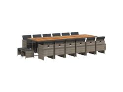 Maison Exclusive - Set Comedor De Jardín 17 Pzas Y Cojines Ratán Sintético Gris