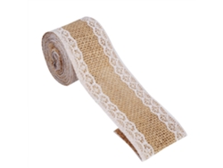 Cinta De Yute Natural Con Encaje Blanco, Estilo Rústico, Para Decoración De Bodas Y Fiestas.