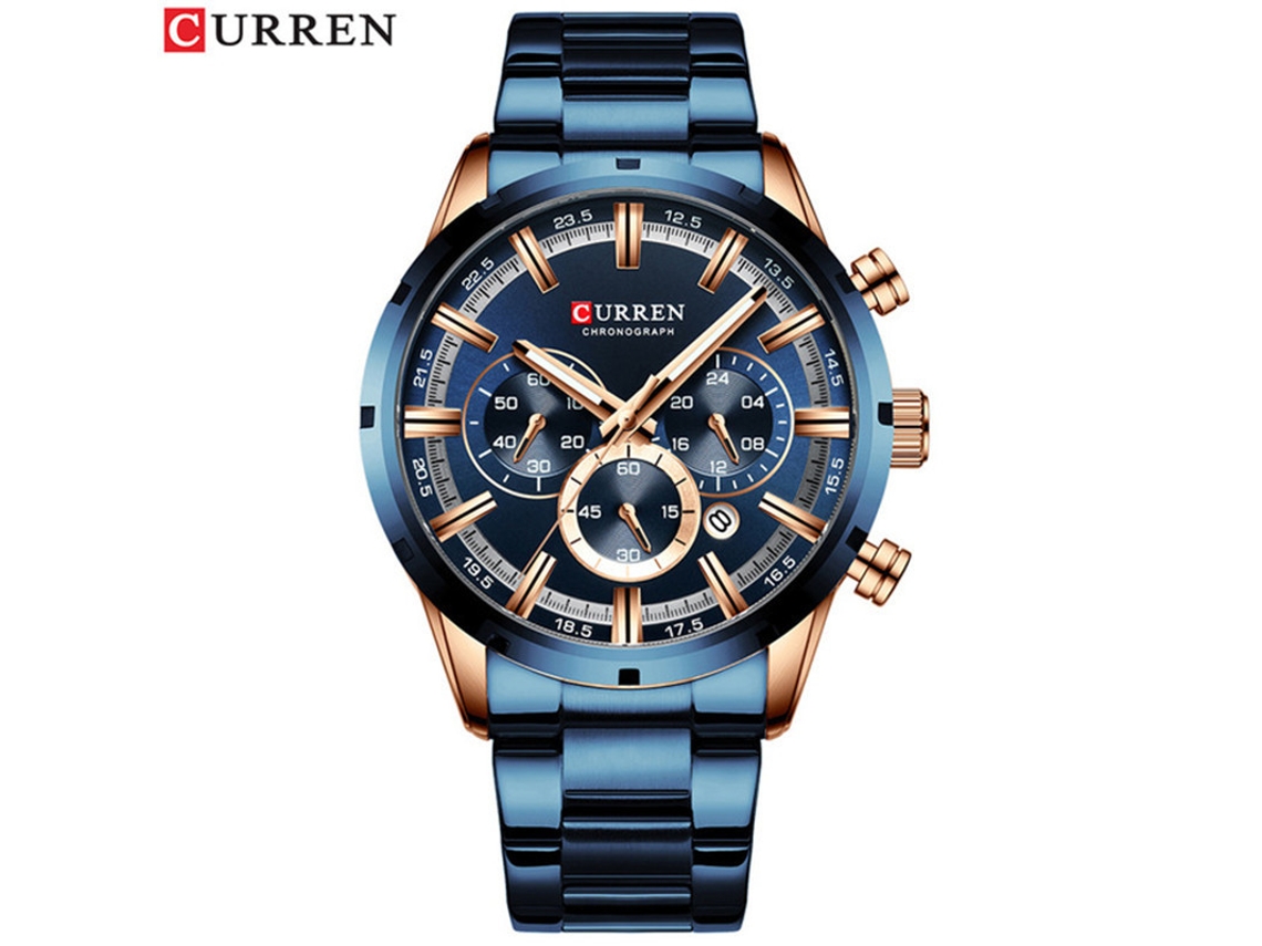 Reloj De Pulsera Moderno E Impermeable Para Hombre (azul), Con Seis Manecillas, Correa De Acero Inoxidable Elegante Y Multifuncional.