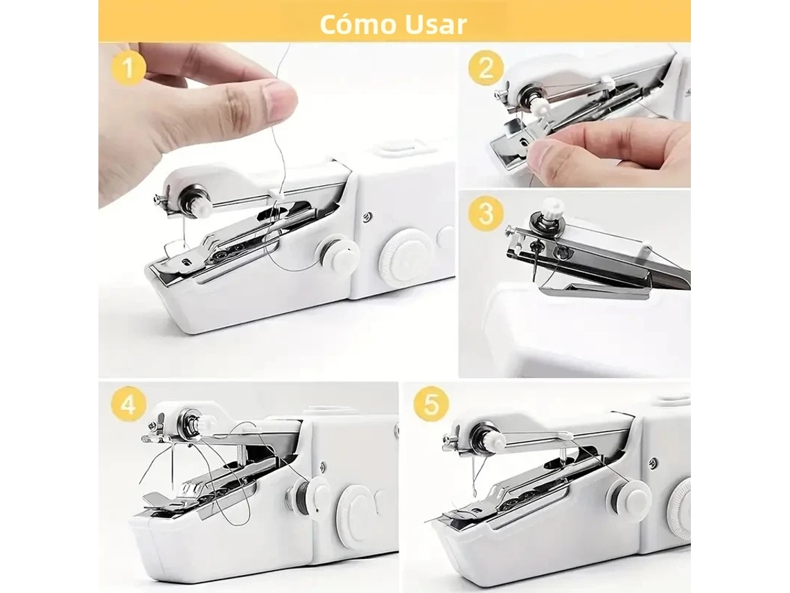 Minimáquina De Coser Eléctrica (blanca), Máquina De Coser De Mano Con Aguja, Hecha A Mano, Para El Hogar Y Para Viajes.