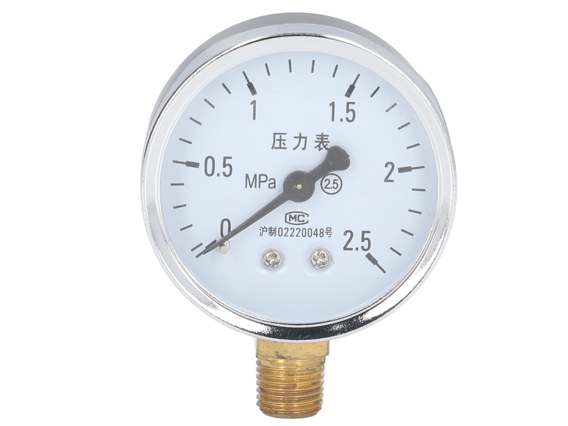 Manómetro de presión de 1/4 NPT con caja de acero inoxidable, esfera transparente, precisión de 2.5, 0-2.5 MPa para presión de aire, agua, piscinas y automóviles.