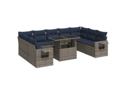 Conjunto de 10 sofás de jardín con cojines de mimbre/gris acacia MAISON EXCLUSIVE (10 uds.)