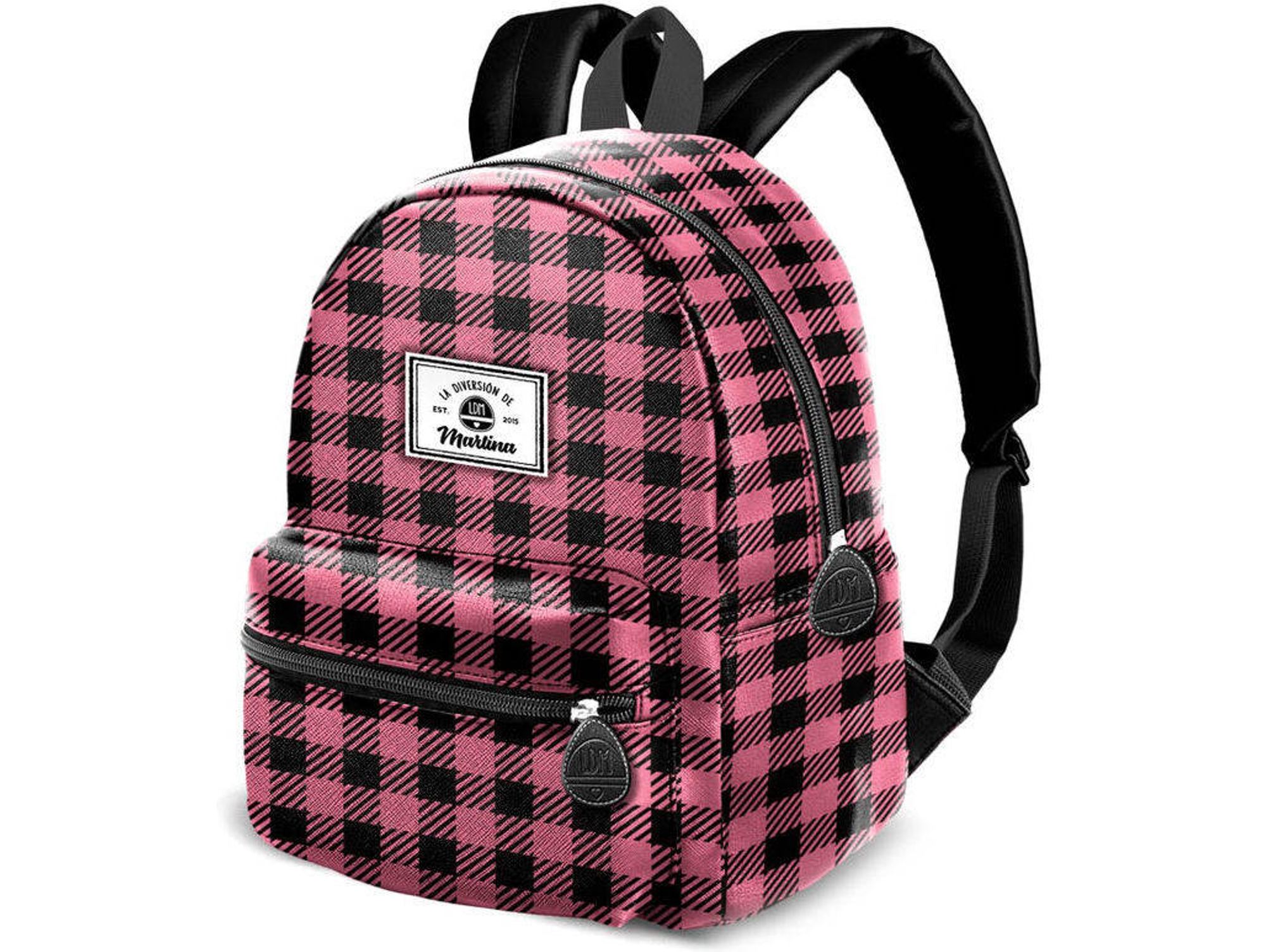 Mochila KARACTERMANIA Martina Square Rosa y Negro (32x27x18cm - Poliéster)