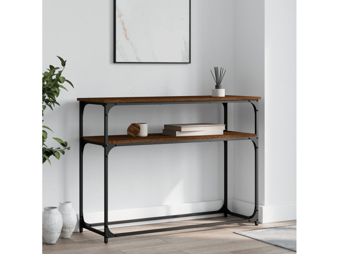 Mesa consola | Mesa de entrada | Mesa auxiliar 100x35,5x75 cm Derivados de madera Roble marrón
