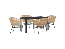 Conjunto de comedor de jardín VidaXL de 5 piezas con cojines en ratán y polipropileno marrón