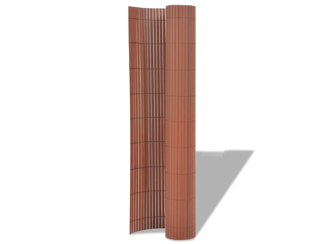 Valla de jardín de PVC de doble cara, 90 x 300 cm, color marrón, WSD504102, Lovely Home