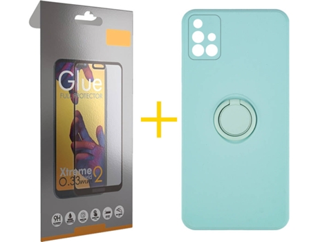 Carcasa + Protector de Pantalla para Samsung Galaxy A71 SKYHE Verde Agua