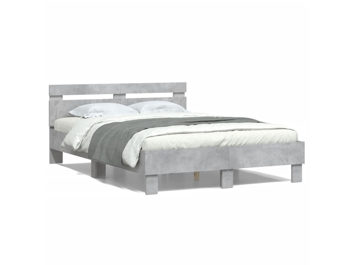 Maison Exclusive - Cama Con Cabecero Madera De Ingeniería Gris Hormigón 135x190 Cm