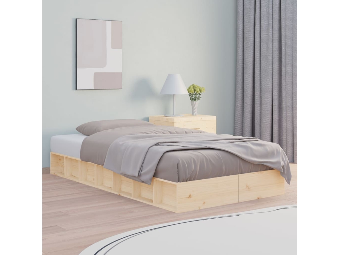 Estructura De Cama De Madera Maciza 100x200 Cm
