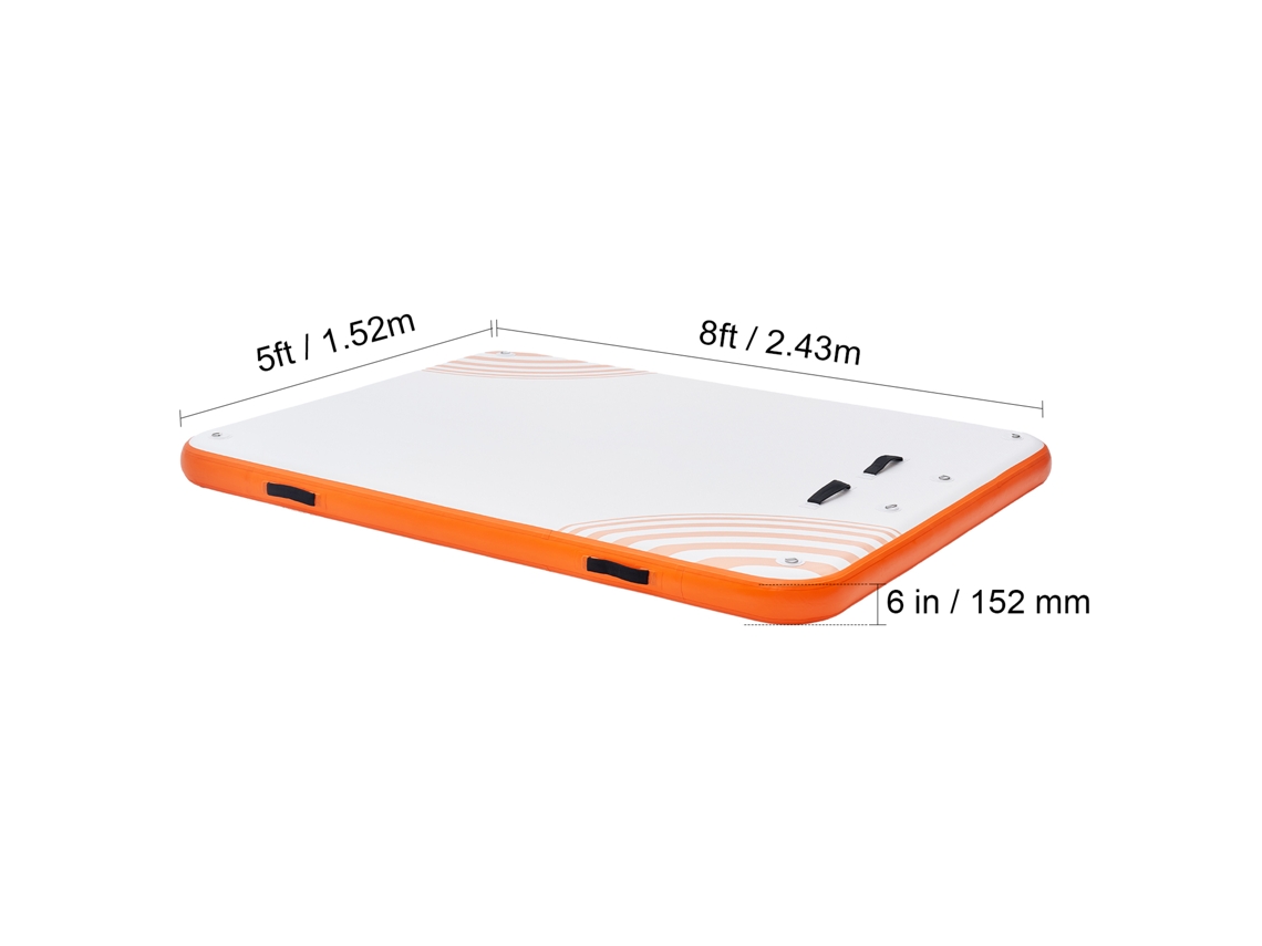 Muelle flotante inflable Succebuy de 8 x 5 pies, plataforma con escalera