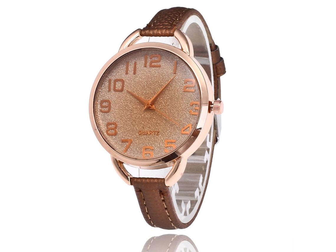 Reloj De Pulsera De Cuarzo Para Mujer, De Estilo Coreano Sencillo, Con Correa De Cuero Marrón.