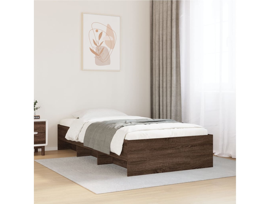 Estructura De Cama Sin Colchón Madera Marrón Roble 100x200 Cm