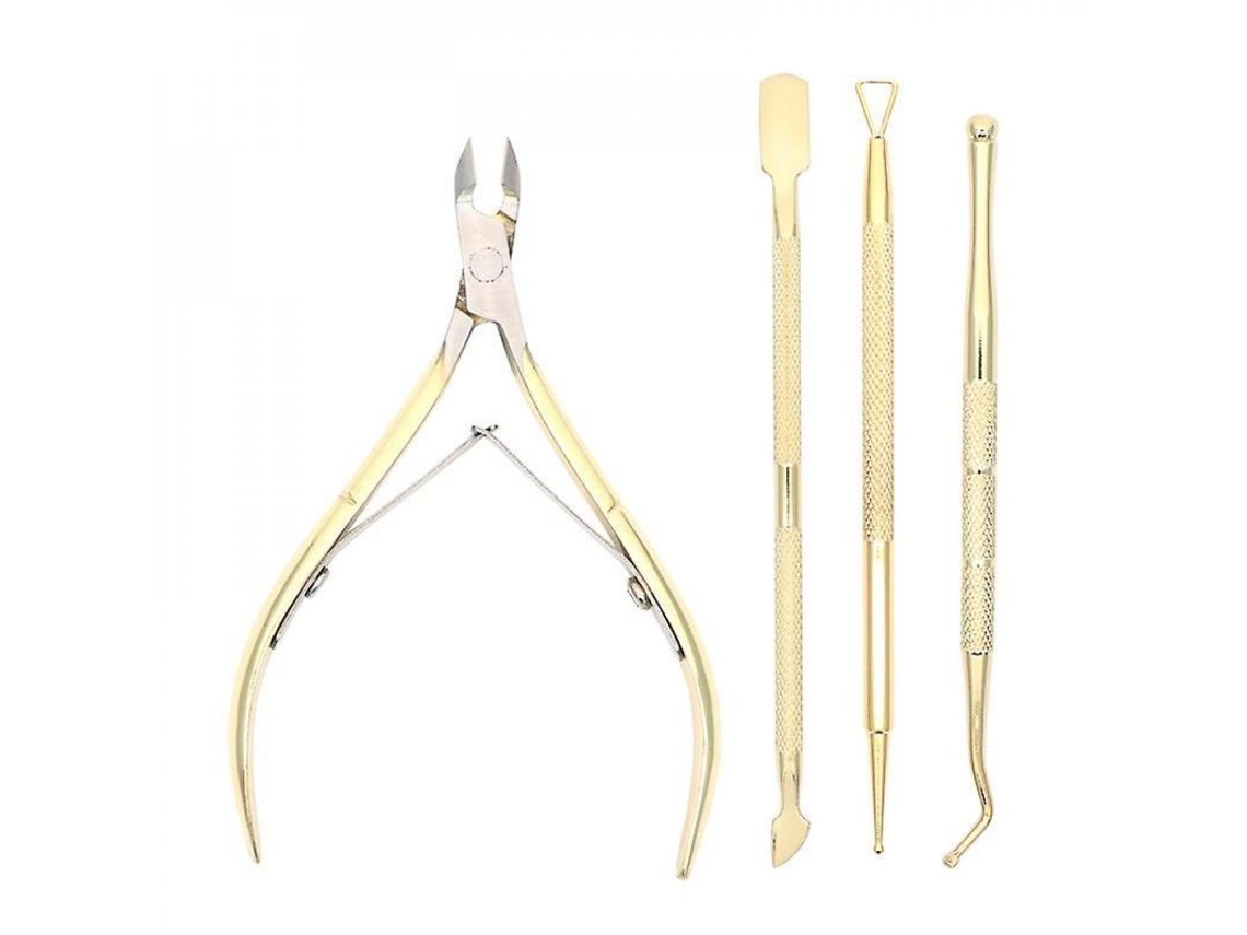 Kit De Herramientas Para Manicura Y Pedicura Con Cortacutículas, Empujador Y Tijeras En Acero Inoxidable Qva.