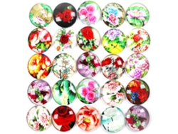 50 pegatinas redondas para vidrio 20 5 con estampado floral transparente Accesorios de decoración Manualidades DIY Apliques GOKOCO