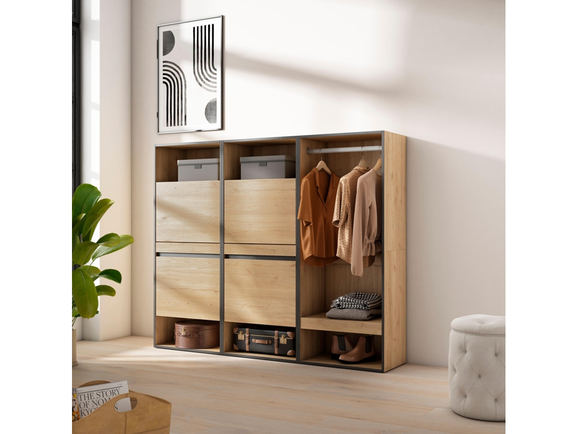 Zapatero, 180x145x35 cm, Dormitorio, habitación, Vestidor abierto, Roble SKRAUT HOME