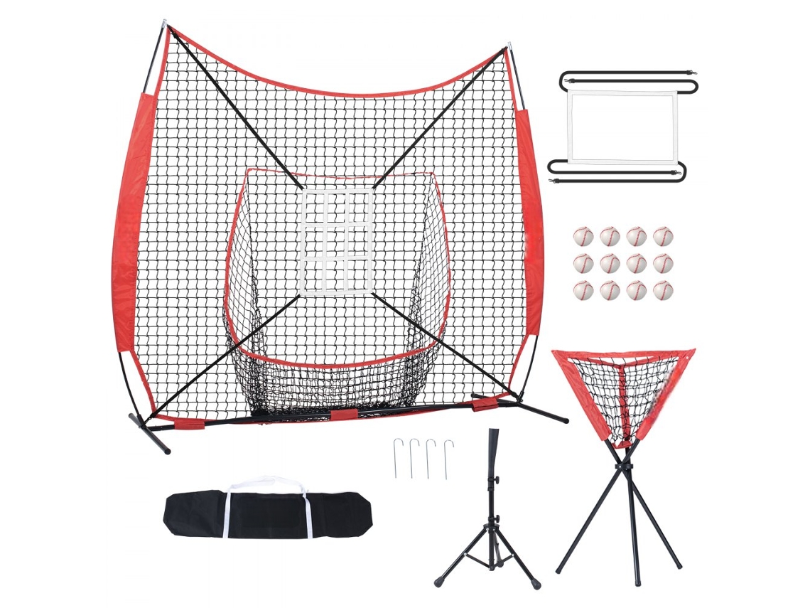 Red de entrenamiento de béisbol de 244 x 211 cm con objetivo, accesorios y estuche Tekmaquinas