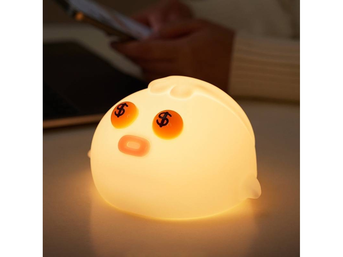 Lámpara de noche de silicona con forma de pez, creativa, con diseño de salario y tacto suave, ideal para dormitorio infantil (blanca)