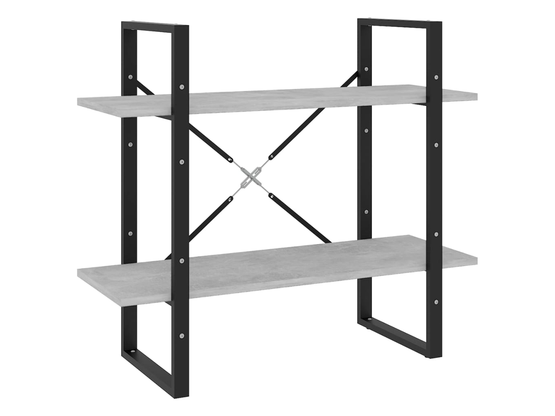 Estantería con 2 estantes, derivados de la madera, gris cemento, MAISON EXCLUSIVE