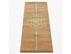 Tapetede yoga de caucho y corcho 5mmx68cmx1,83m Mantra de la paz oro viejo