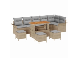 Maison Exclusive - Conjunto de sofás de jardín de 10 piezas en beige y gris claro
