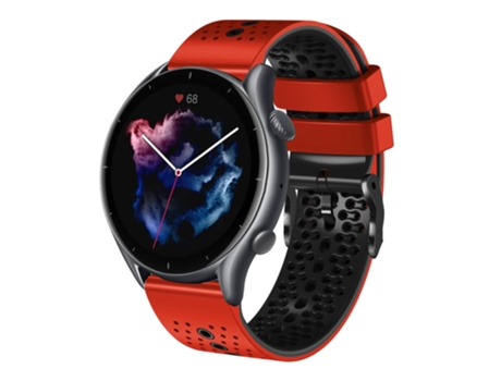 Correa de reloj inteligente de silicona bicolor perforada de 22 mm para Amazfit GTR 3 (rojo + negro)