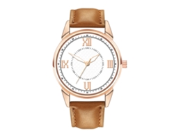 Reloj De Pulsera De Cuarzo Informal Para Hombre Con Correa De Piel Sintética Blanca Y Marrón Claro.