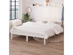 Estructura De Cama Doble Sin Colchón Madera Maciza Blanco