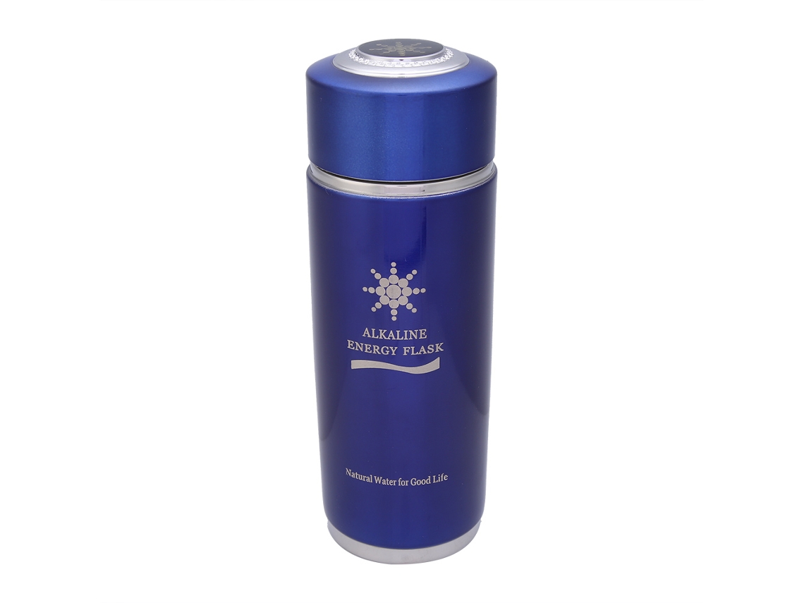 Botella de agua alcalina de acero inoxidable, portátil, con nanobalance, bioenergética, ionizador y termo (azul)