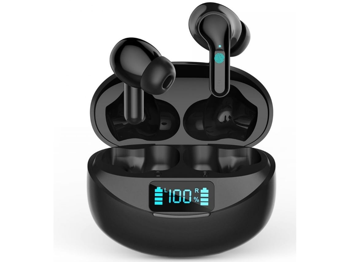 Auriculares Inalámbricos Con Cancelación De Ruido, Gancho Para La Oreja, Deportivos, Ipx4, Resistentes Al Agua, Pantalla Led, Color Negro, Facpoet