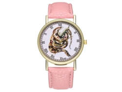 Reloj Unisex Informal De Cuarzo Con Correa De Piel Sintética Y Esfera Redonda Rosa.