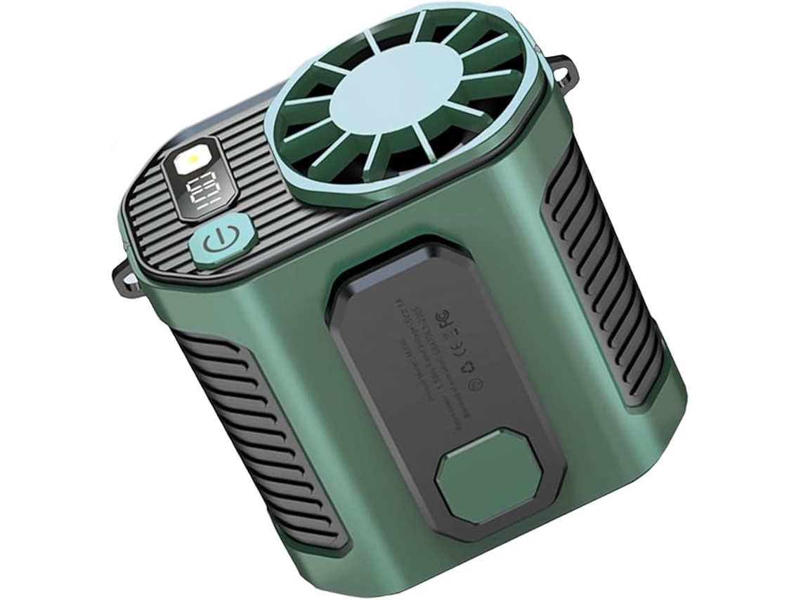 Ventilador de cintura con 10 velocidades, linterna LED, pantalla CZHHMART (verde) | CZHHMART