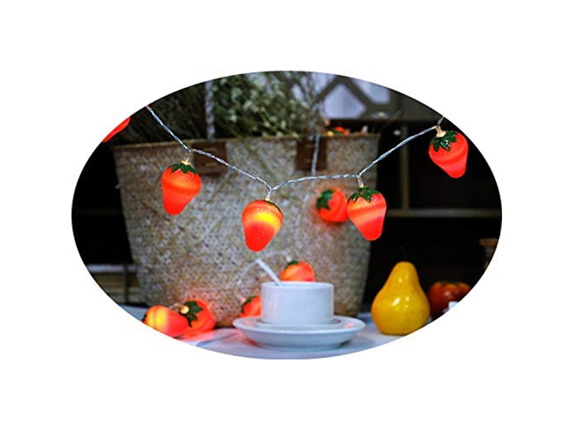 Tiras De Luces Led Con Diseño De Fresa, 3 M, 20 Led, A Pilas, Para Decoración Interior Y Exterior, Bodas, Fiestas Y Jardines.