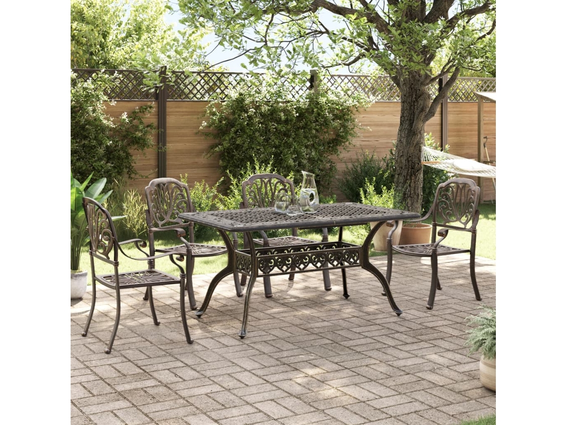 5 Piezas Conjunto De Jantar Para Jardim Alumínio Fundido Bronce Dkd Decoración Del Hogar