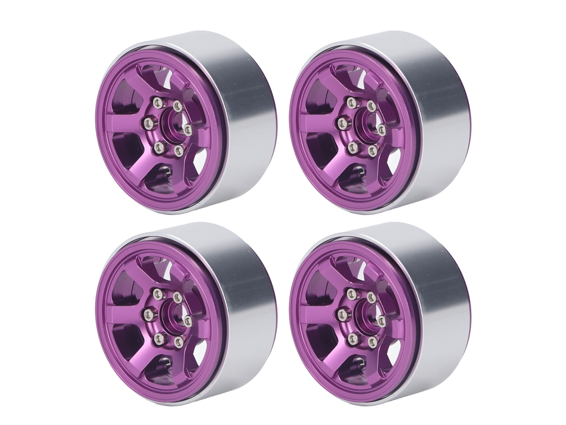 Juego De 4 Bujes De Rueda Rc De Aleación De Aluminio Cnc Para Neumáticos De 1,9 Pulgadas, Color Morado, Para Traxxas Trx4 Scx10 Axial