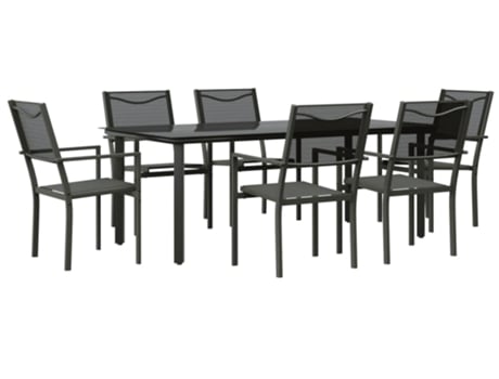 Conjunto 7 de comedor para jardín VIDAXL acero y textilene negro