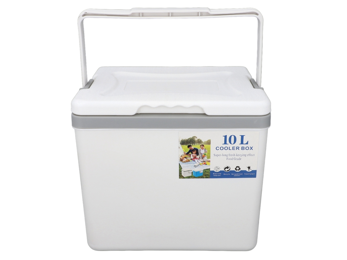 Nevera portátil de EPS de 10 l, de alta eficiencia, con asa y aislamiento térmico, ideal para camping, picnic, pesca y uso comercial, color blanco.