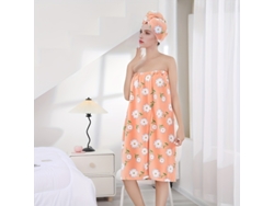 Conjunto De Baño: Bata Estampada + Secador De Pelo, Toalla De Forro Polar Coral. Perfecto Para Usar En Casa O Después De Un Baño En El Spa.