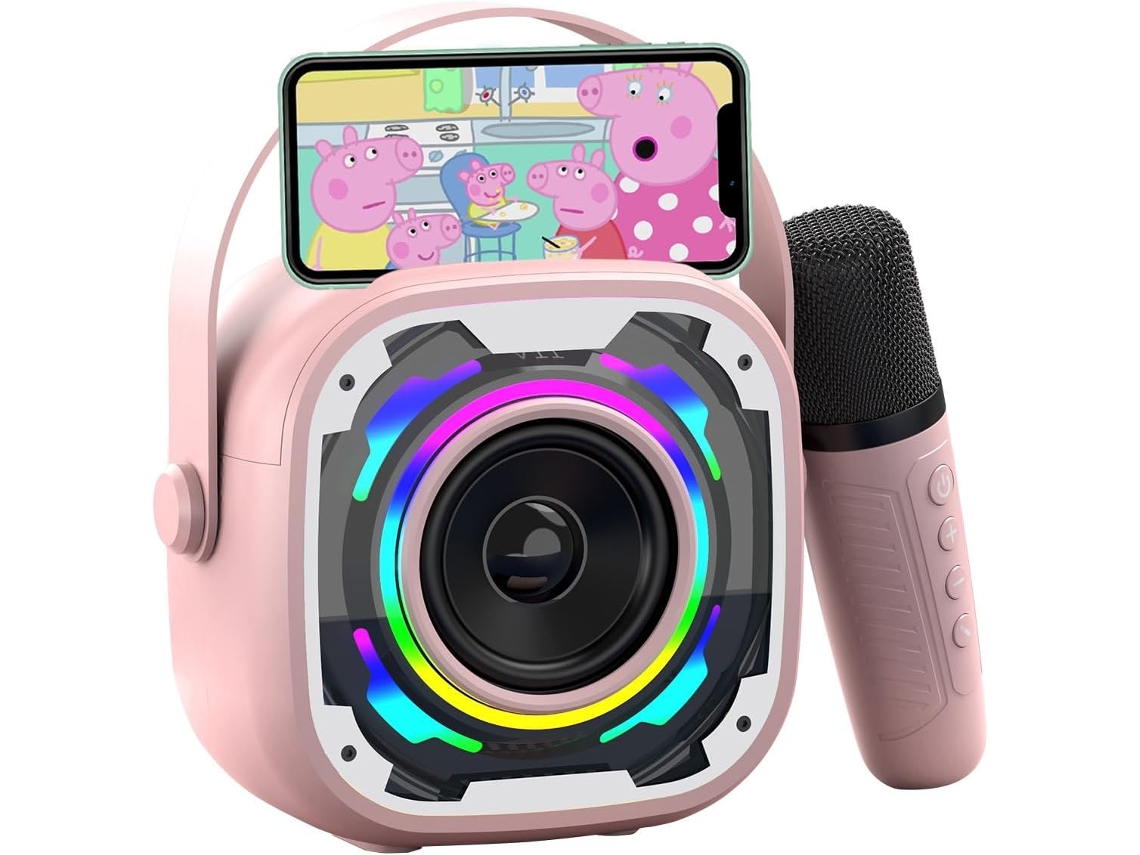 Máquina de karaoke, altavoz Bluetooth con 1 micrófono, regalo de fiesta para fiesta de cumpleaños infantil Cuich (rosa)