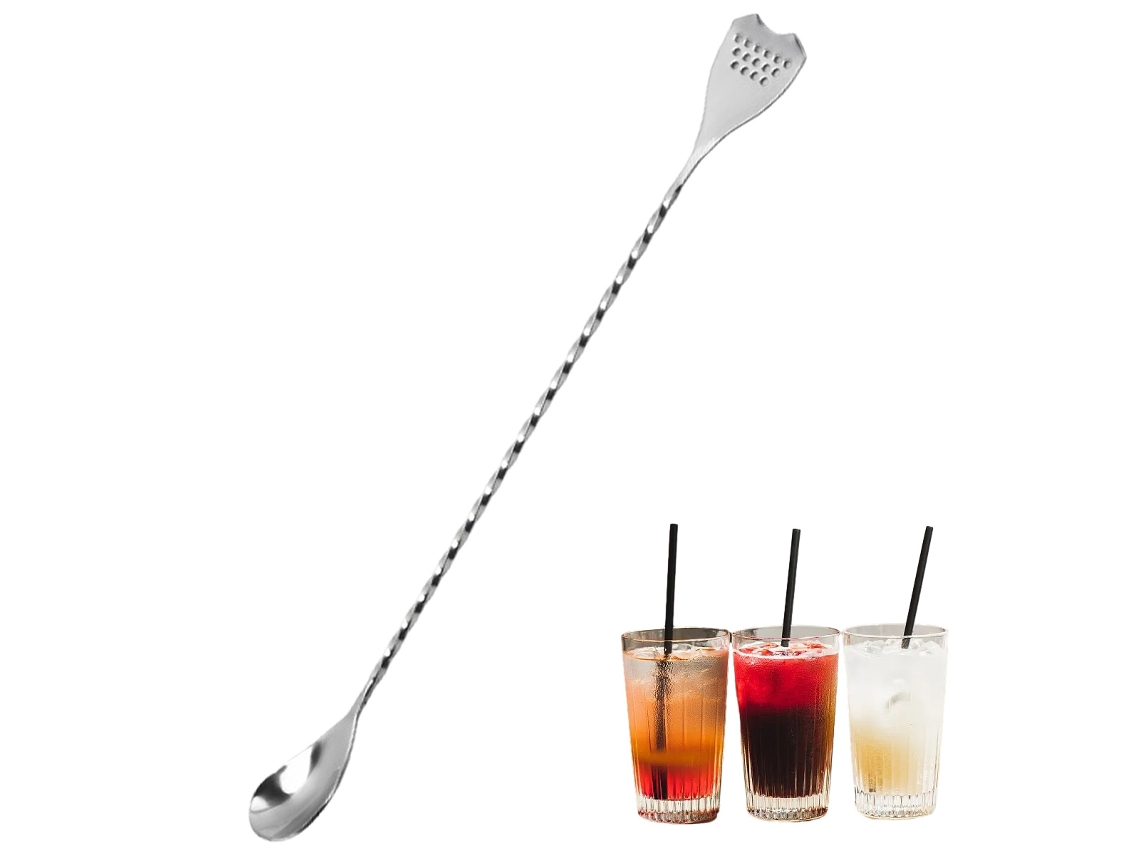 Cuchara de barra de acero inoxidable con colador - 30 cm RNEMITERY