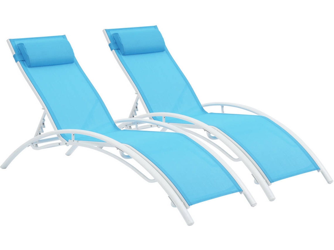 Tumbona de aluminio azul Beauty Phoenix Lote de 2 Habitat Et Jardin